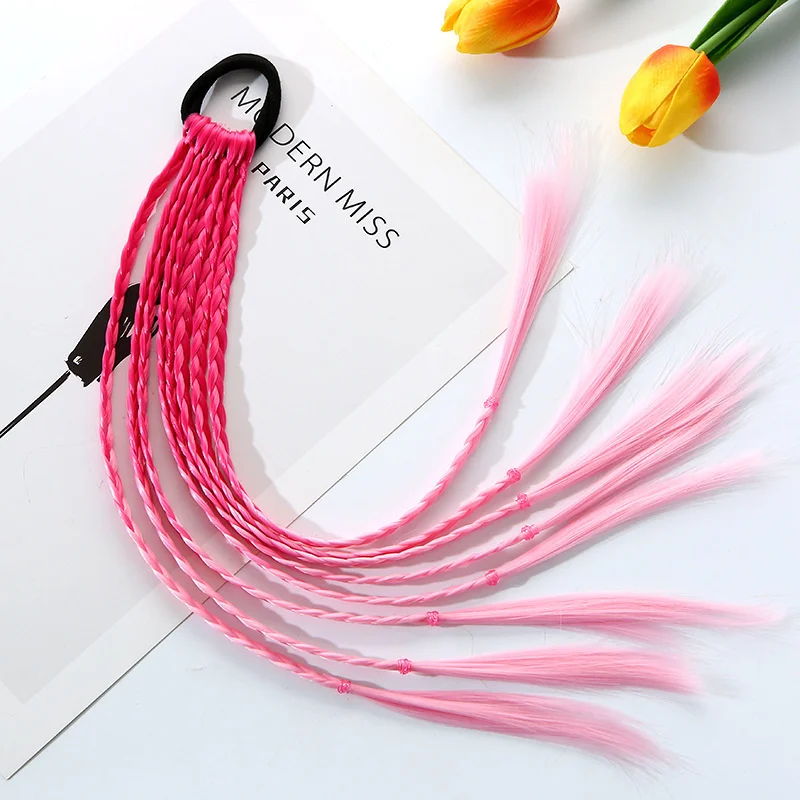 1 PCS New Girls Colorful Wigs Ponytail Kids Hair Accessories Hair Ornament Headbands Rubber Bands Beauty Hair Bands