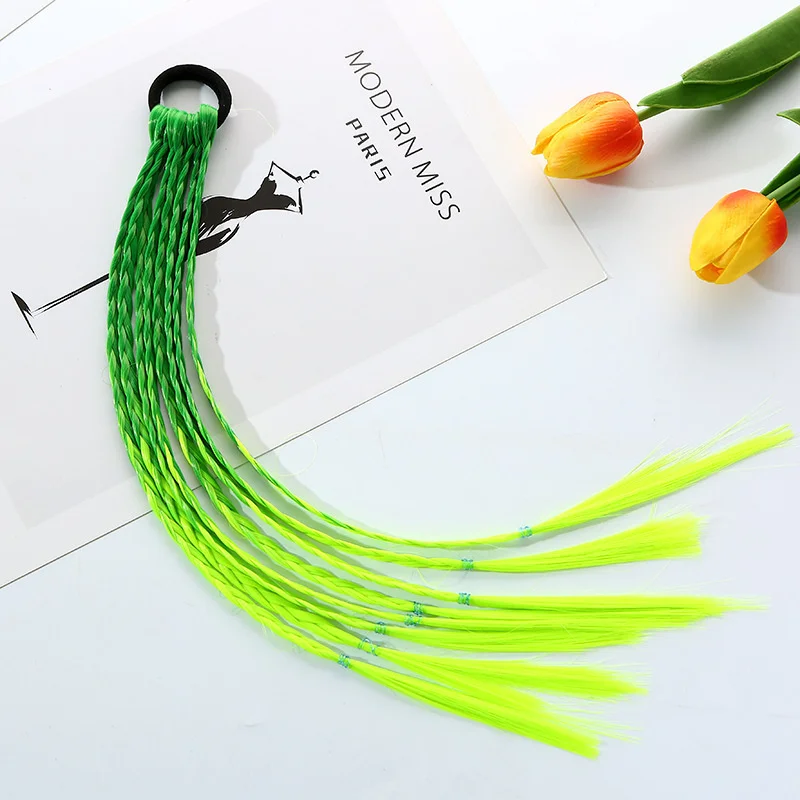1 PCS New Girls Colorful Wigs Ponytail Kids Hair Accessories Hair Ornament Headbands Rubber Bands Beauty Hair Bands