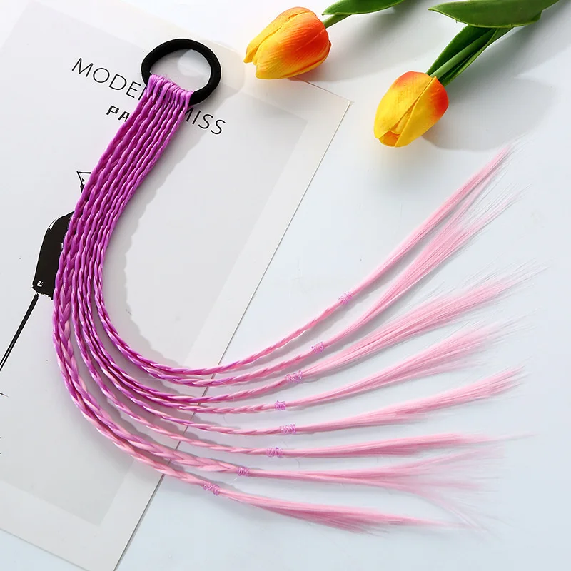 1 PCS New Girls Colorful Wigs Ponytail Kids Hair Accessories Hair Ornament Headbands Rubber Bands Beauty Hair Bands