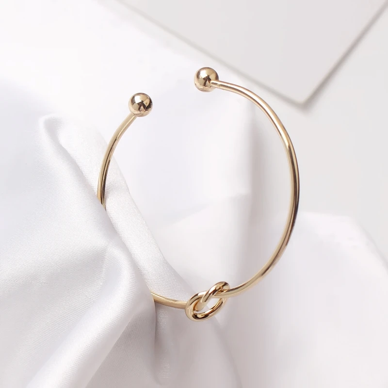 New Trendy Round Circular Open Knot Cuff Bangle Bracelets For Women Elegant Gold Color Noeud Armband Pulseiras Girl Jewelry