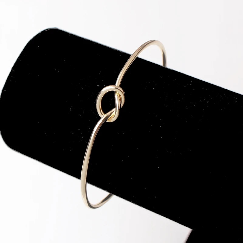 New Trendy Round Circular Open Knot Cuff Bangle Bracelets For Women Elegant Gold Color Noeud Armband Pulseiras Girl Jewelry