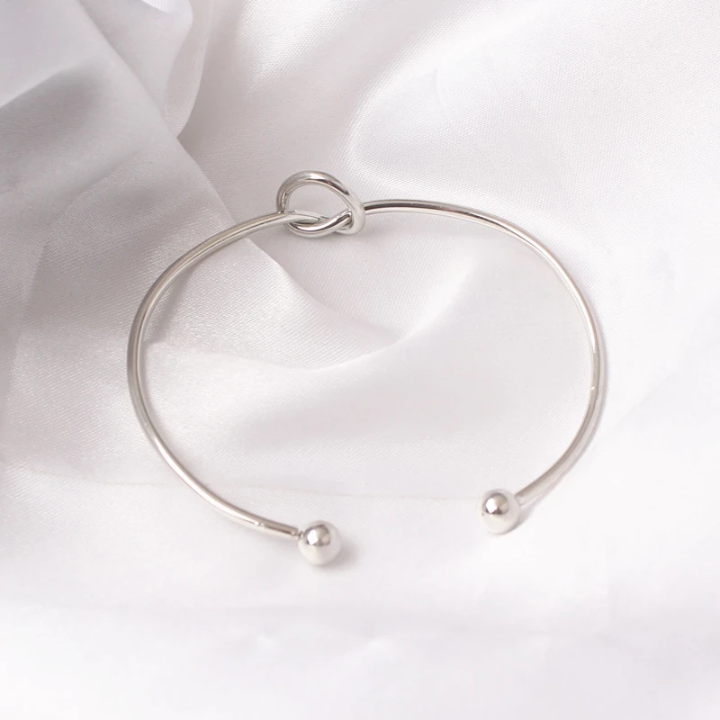 New Trendy Round Circular Open Knot Cuff Bangle Bracelets For Women Elegant Gold Color Noeud Armband Pulseiras Girl Jewelry