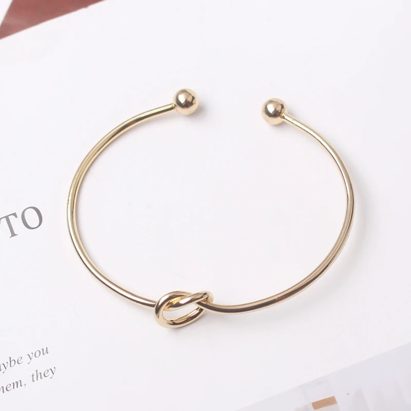 New Trendy Round Circular Open Knot Cuff Bangle Bracelets For Women Elegant Gold Color Noeud Armband Pulseiras Girl Jewelry