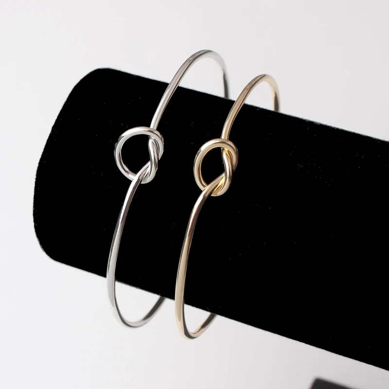 New Trendy Round Circular Open Knot Cuff Bangle Bracelets For Women Elegant Gold Color Noeud Armband Pulseiras Girl Jewelry
