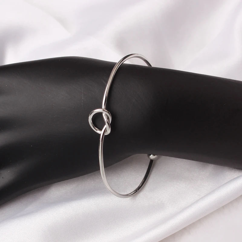 New Trendy Round Circular Open Knot Cuff Bangle Bracelets For Women Elegant Gold Color Noeud Armband Pulseiras Girl Jewelry