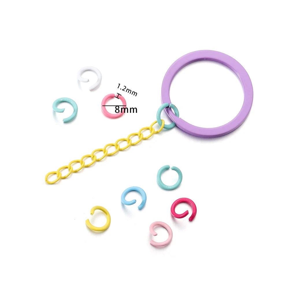 100Pcs/Lot 1.2x8mm Colorful Metal Open Jump Rings Split Jump Ring Connector for DIY Jewelry Making Findings Accessories Supplies