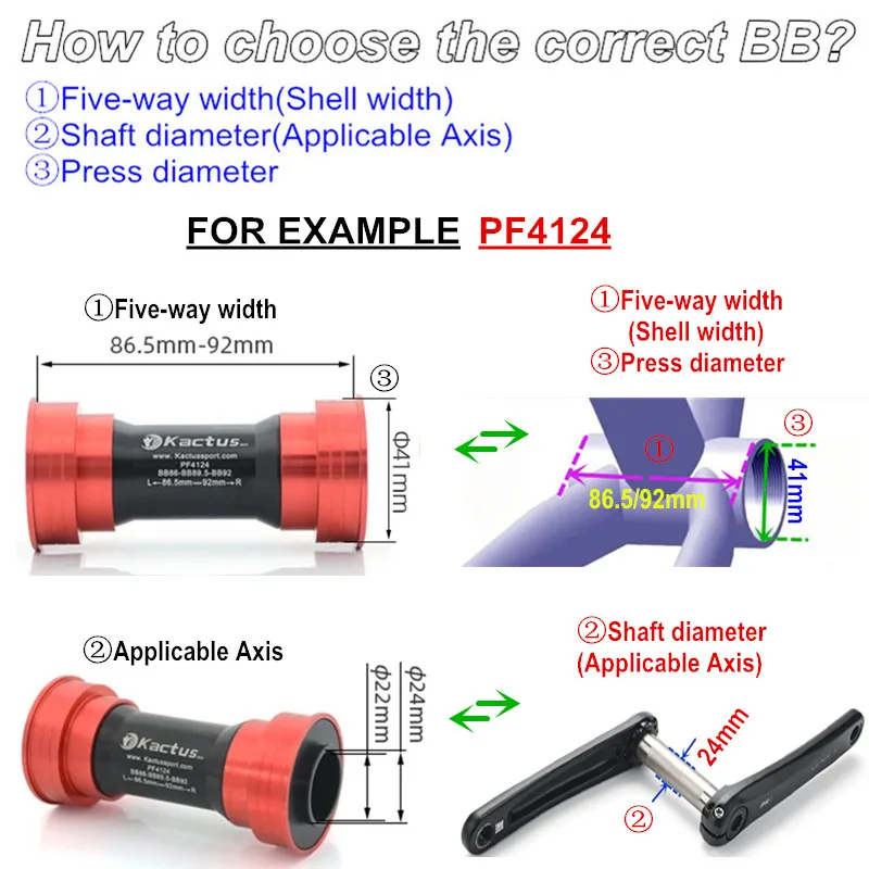 PF4124 BB86 92 Pressfit Bottom Brackets Mtb Road Bicycle BB PF4130 PF41-DUB Frame Shell 86.5-92mm Fit for Shimano SRAM GXP-DUB