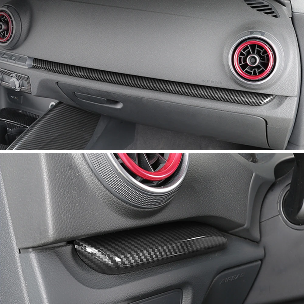 Car LHD Center Console Door Panel Carbon Fiber Trim ABS For Audi A3 S3 RS3 2014-2018 Interior Moldings Cover Trims