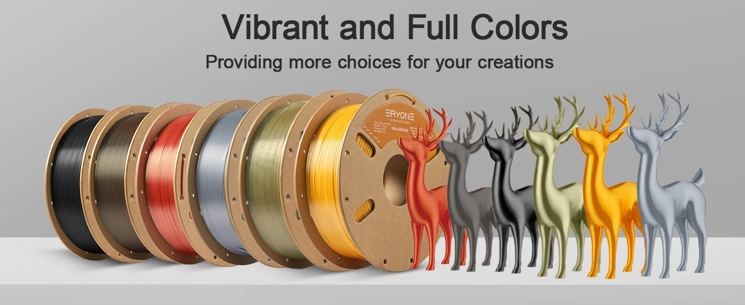 Eryone 5KG Ultra Silk PLA Premium Filament 3D Print, 1.75mm Multicolor Available 1kg Ultra Silk PLA, 1KG/Spool