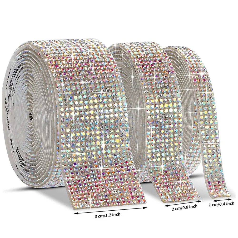 Self Adhesive Crystal Rhinestone Sticker Diamond Ribbon DIY Sticker Rhinestones Arts Crafts Car Phone Decoration Dropshipping
