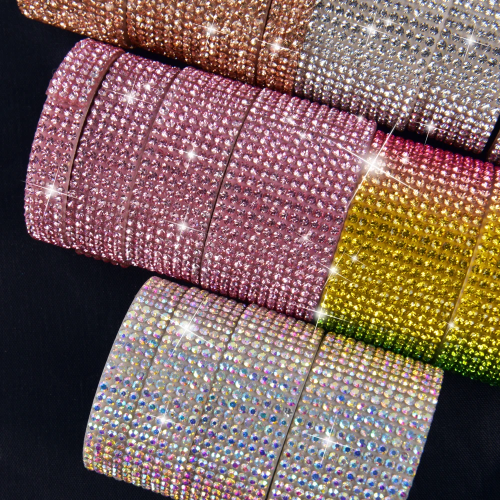 Self Adhesive Crystal Rhinestone Sticker Diamond Ribbon DIY Sticker Rhinestones Arts Crafts Car Phone Decoration Dropshipping