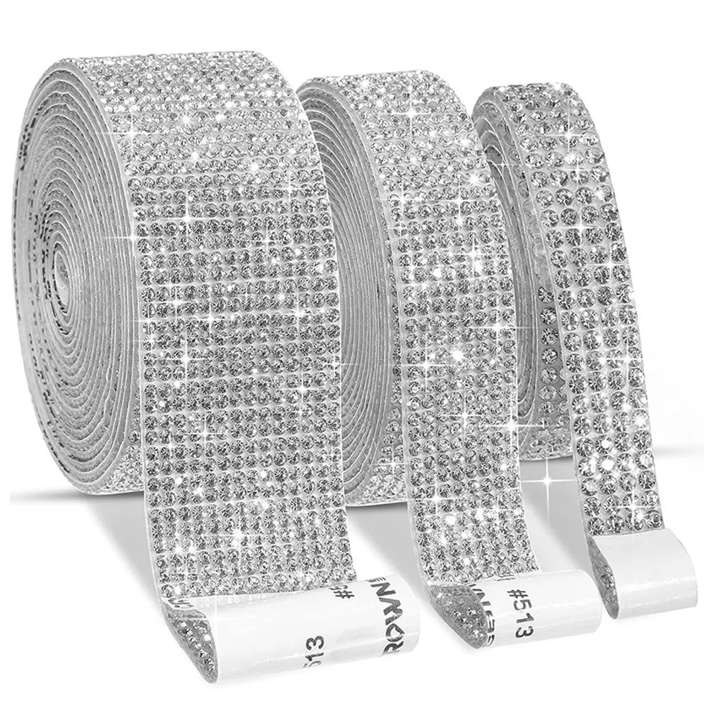 Self Adhesive Crystal Rhinestone Sticker Diamond Ribbon DIY Sticker Rhinestones Arts Crafts Car Phone Decoration Dropshipping