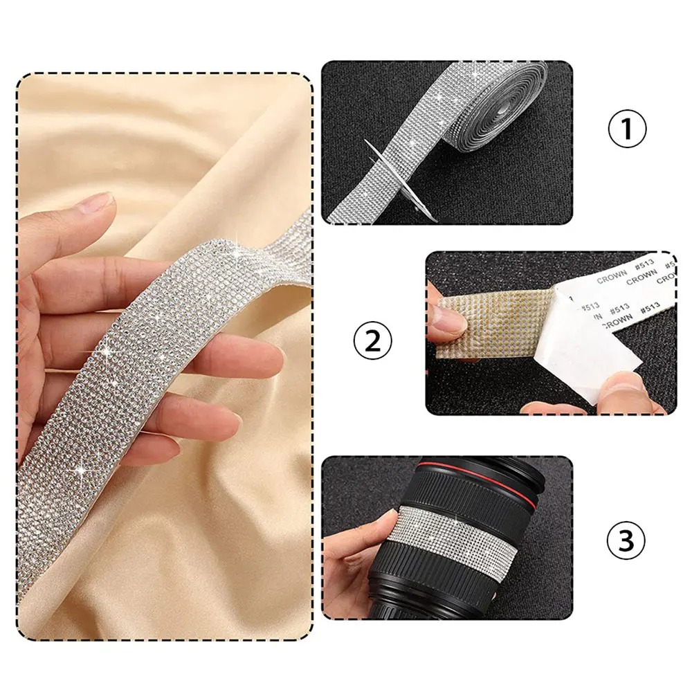 Self Adhesive Crystal Rhinestone Sticker Diamond Ribbon DIY Sticker Rhinestones Arts Crafts Car Phone Decoration Dropshipping