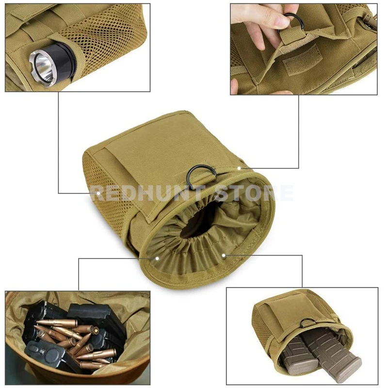 Tactical Molle Drawstring Magazine Dump Pouch Adjustable Utility Belt Fanny Hip Holster Bag Outdoor Ammo Pouch