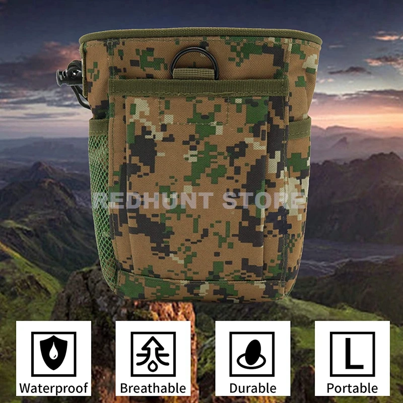 Tactical Molle Drawstring Magazine Dump Pouch Adjustable Utility Belt Fanny Hip Holster Bag Outdoor Ammo Pouch