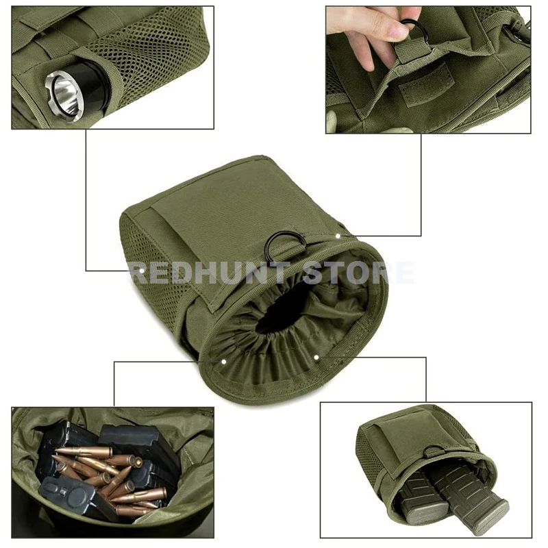 Tactical Molle Drawstring Magazine Dump Pouch Adjustable Utility Belt Fanny Hip Holster Bag Outdoor Ammo Pouch
