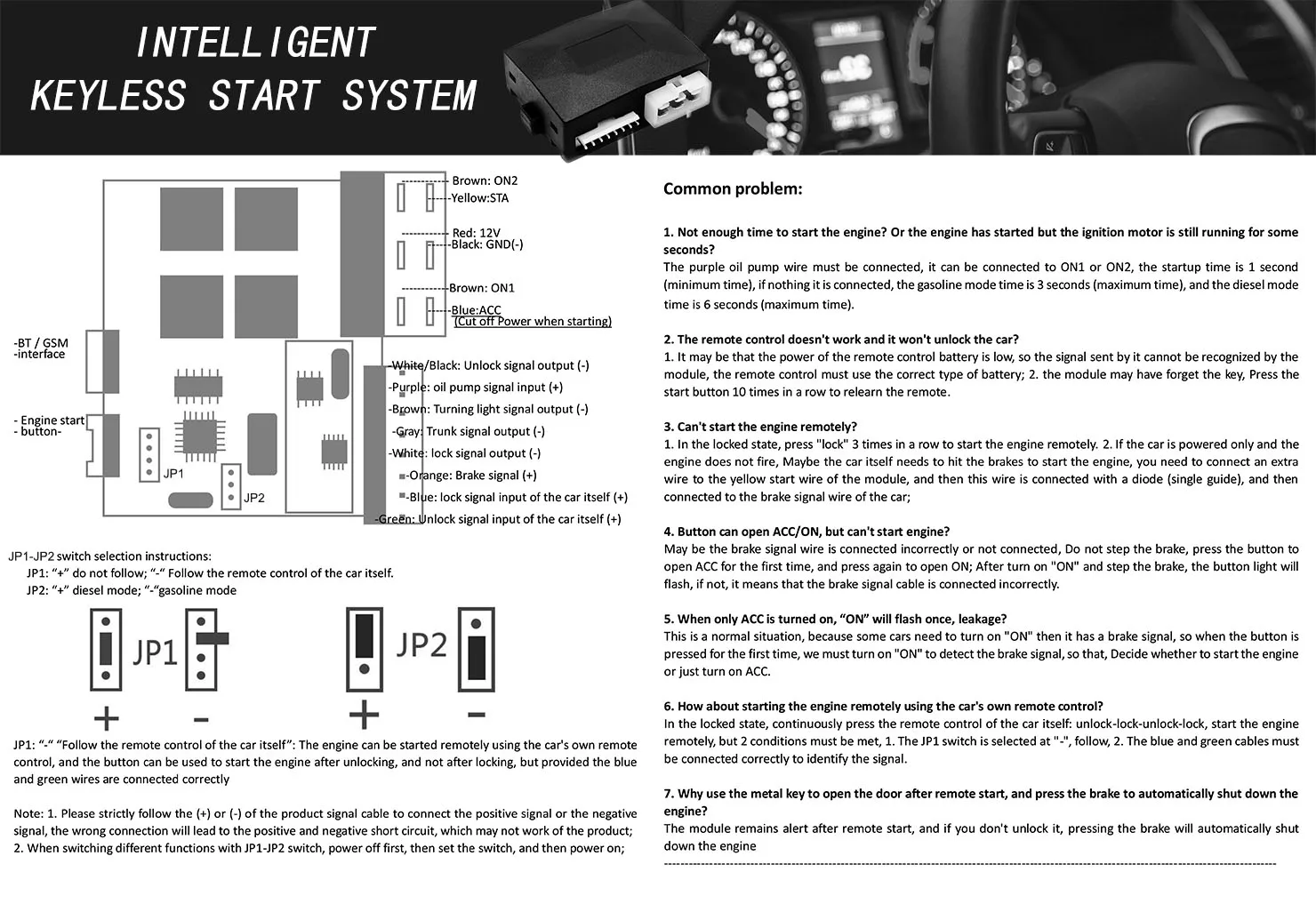 Universal Car Alarm Auto Start Stop System Remote Control Engine Ignition Autostart Kit Keyless Push Start System Car Accessorie