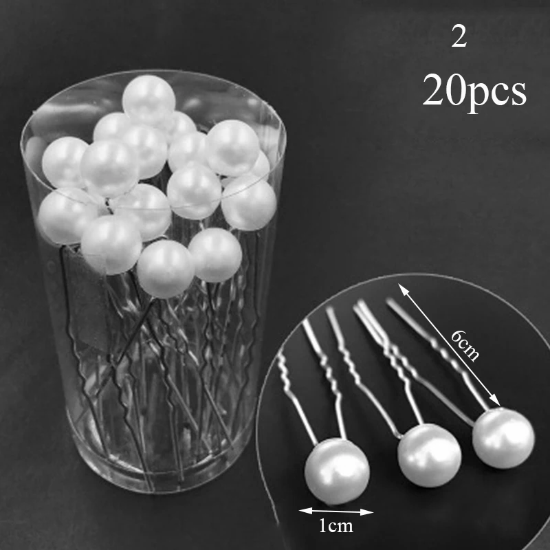 20pcs Women Hair Clips Flower Hairpin Stick Wedding Bridal Crystal Pearl Hairpins U Shaped Hair Clip Barrettes Hair Accessories