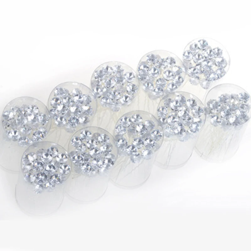 20pcs Women Hair Clips Flower Hairpin Stick Wedding Bridal Crystal Pearl Hairpins U Shaped Hair Clip Barrettes Hair Accessories