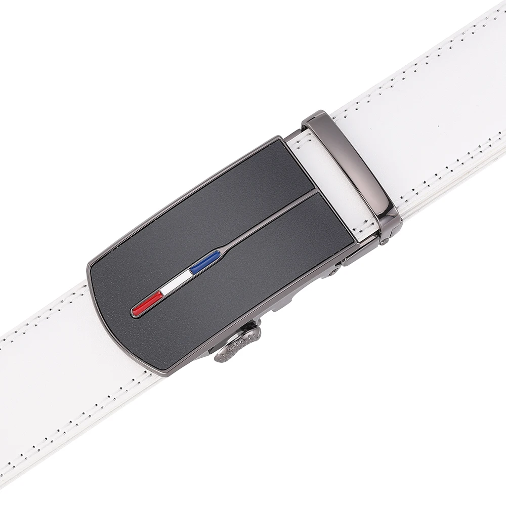 Luxury White Golf Belt for Men High Quality Leather 110-130 Plus Size Designer Business Waist Strap Cowskin Male Causal Jeans