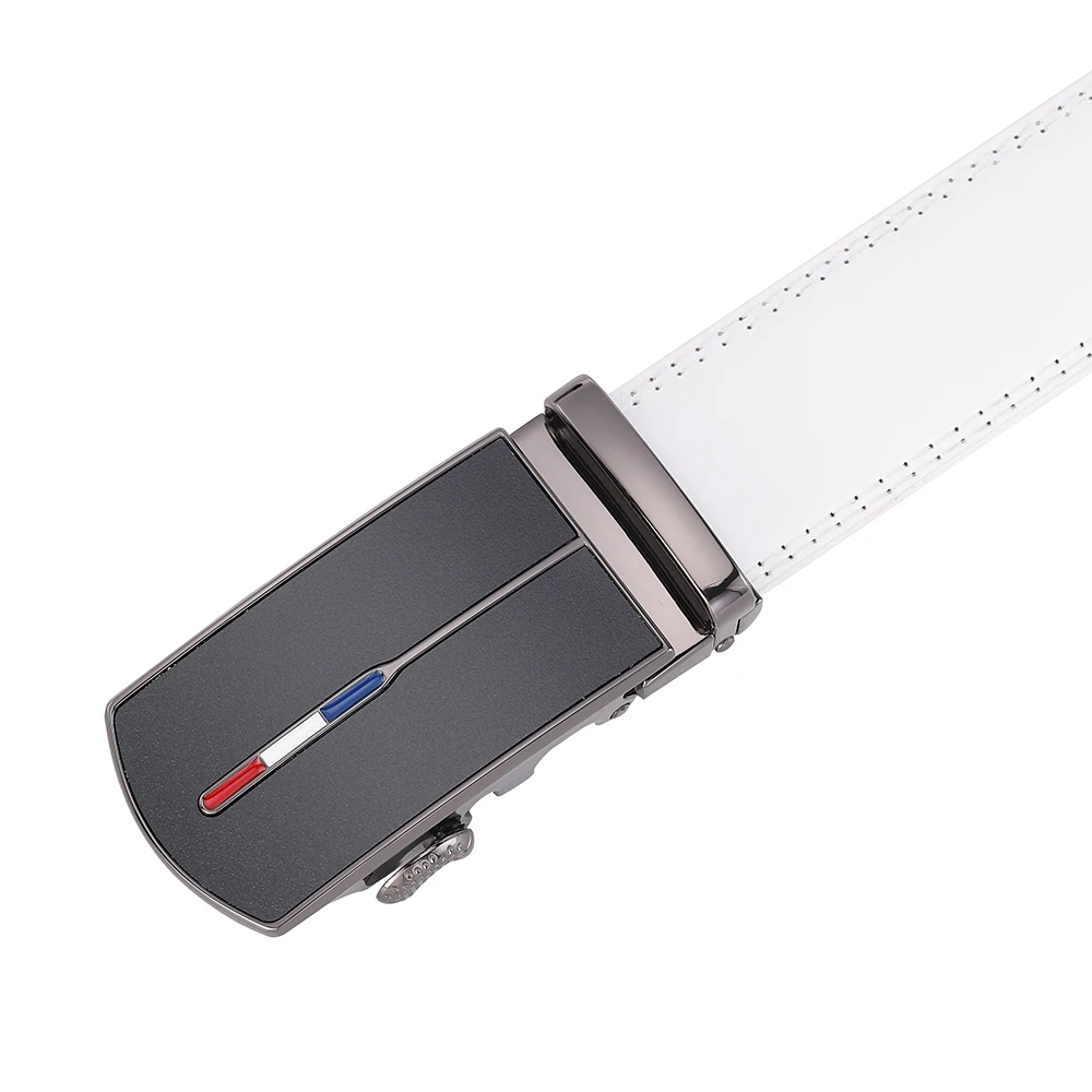 Luxury White Golf Belt for Men High Quality Leather 110-130 Plus Size Designer Business Waist Strap Cowskin Male Causal Jeans