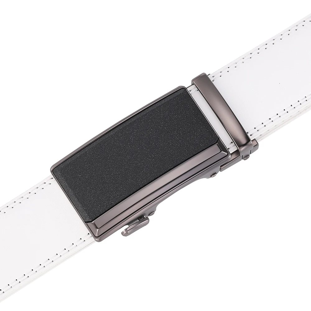 Luxury White Golf Belt for Men High Quality Leather 110-130 Plus Size Designer Business Waist Strap Cowskin Male Causal Jeans