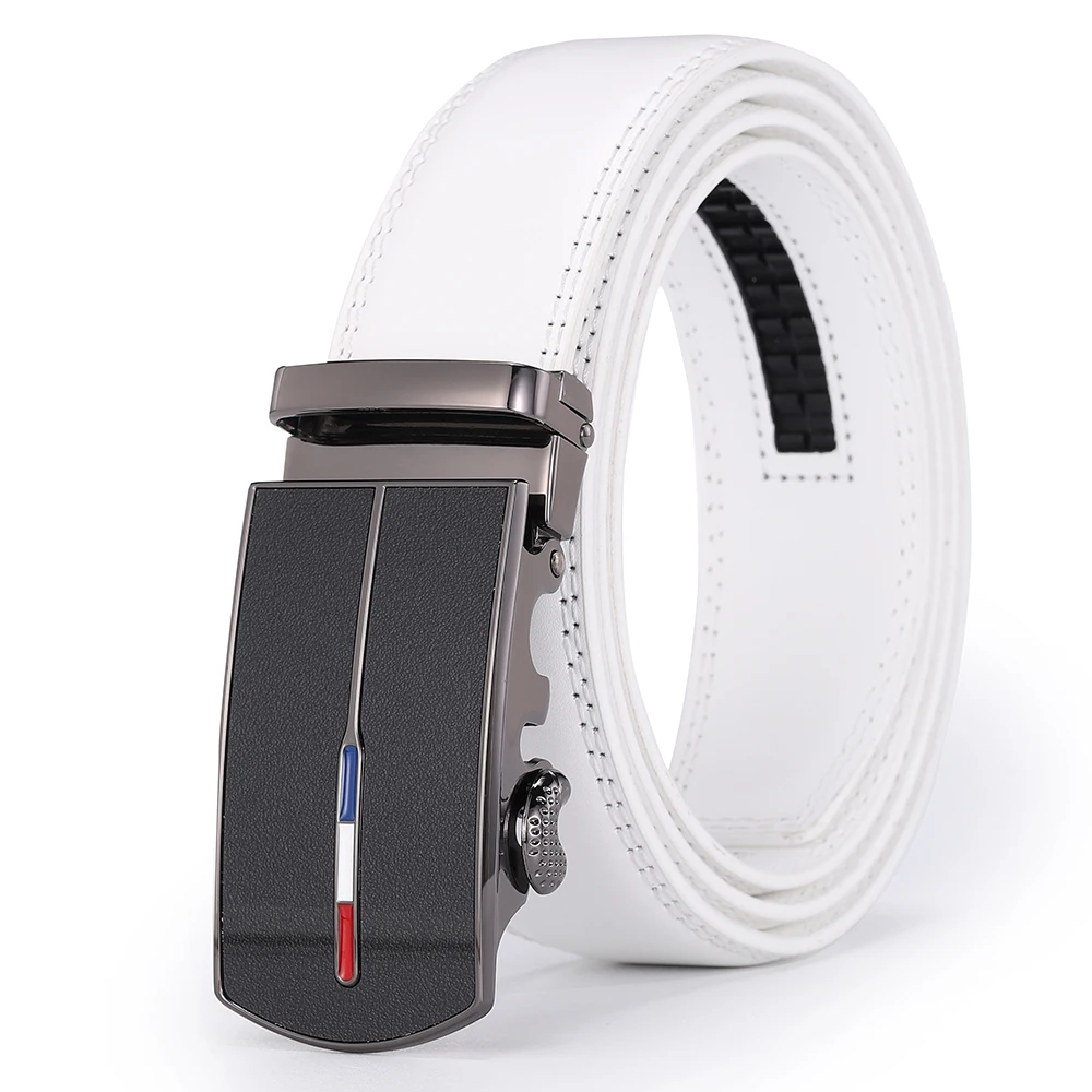 Luxury White Golf Belt for Men High Quality Leather 110-130 Plus Size Designer Business Waist Strap Cowskin Male Causal Jeans