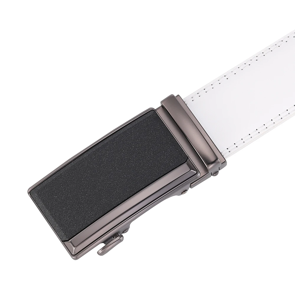 Luxury White Golf Belt for Men High Quality Leather 110-130 Plus Size Designer Business Waist Strap Cowskin Male Causal Jeans