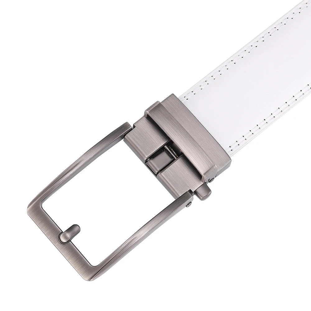 Luxury White Golf Belt for Men High Quality Leather 110-130 Plus Size Designer Business Waist Strap Cowskin Male Causal Jeans
