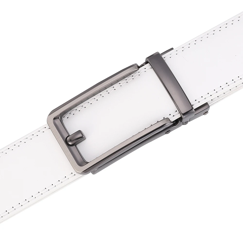 Luxury White Golf Belt for Men High Quality Leather 110-130 Plus Size Designer Business Waist Strap Cowskin Male Causal Jeans