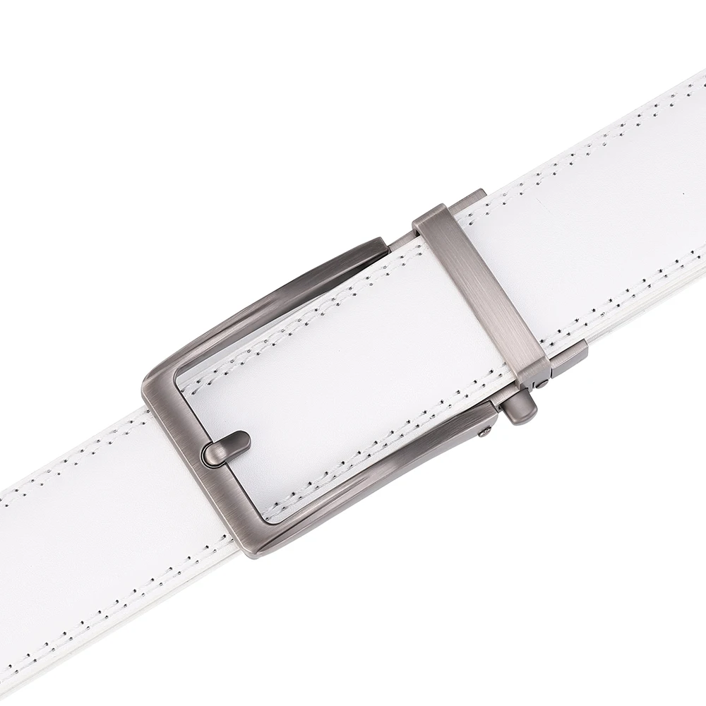 Luxury White Golf Belt for Men High Quality Leather 110-130 Plus Size Designer Business Waist Strap Cowskin Male Causal Jeans