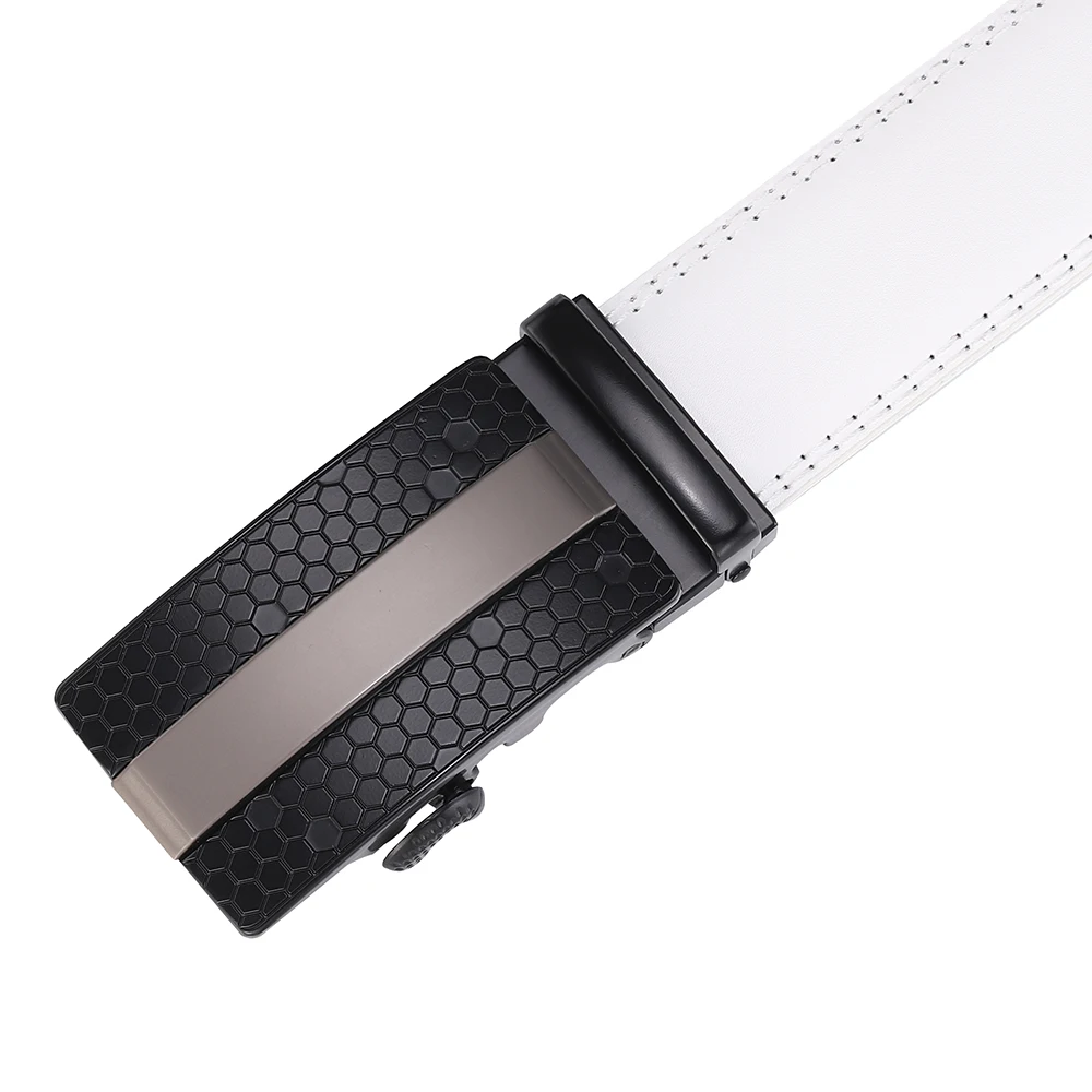 Luxury White Golf Belt for Men High Quality Leather 110-130 Plus Size Designer Business Waist Strap Cowskin Male Causal Jeans
