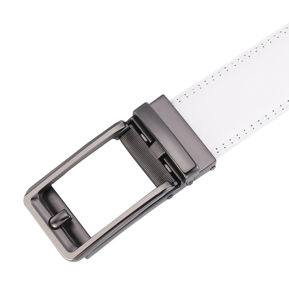 Luxury White Golf Belt for Men High Quality Leather 110-130 Plus Size Designer Business Waist Strap Cowskin Male Causal Jeans