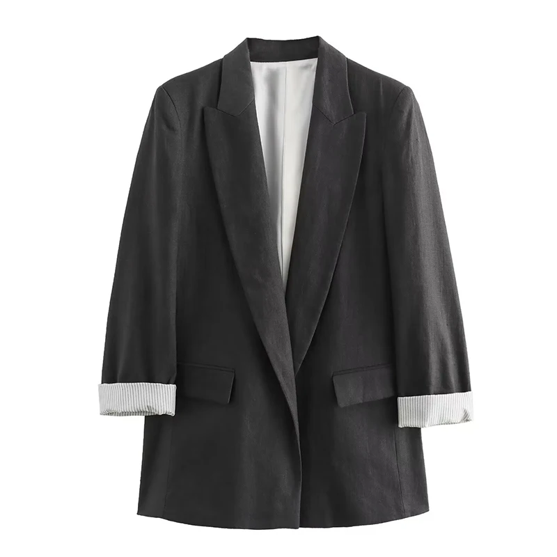 Willshela Women Fashion With Pockets Solid Blazer Vintage Notched Neck Long Sleeves Female Chic Lady Outfits