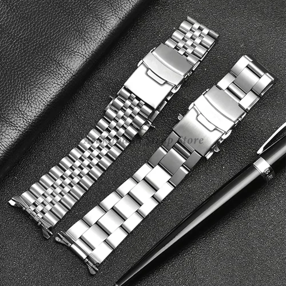 Stainless Steel Strap for Seiko Watch Band 18mm 19mm 20mm 22mm 24mm for Oyster for Jubilee Curved Metal Bracelet Men Women Band