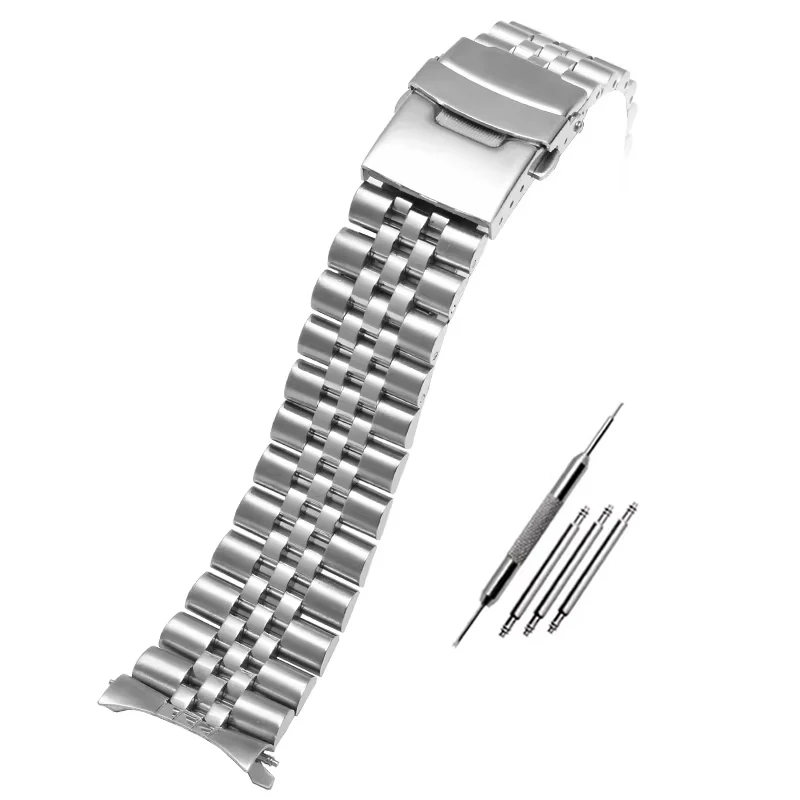 Stainless Steel Strap for Seiko Watch Band 18mm 19mm 20mm 22mm 24mm for Oyster for Jubilee Curved Metal Bracelet Men Women Band
