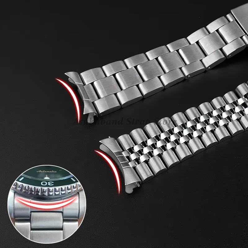 Stainless Steel Strap for Seiko Watch Band 18mm 19mm 20mm 22mm 24mm for Oyster for Jubilee Curved Metal Bracelet Men Women Band