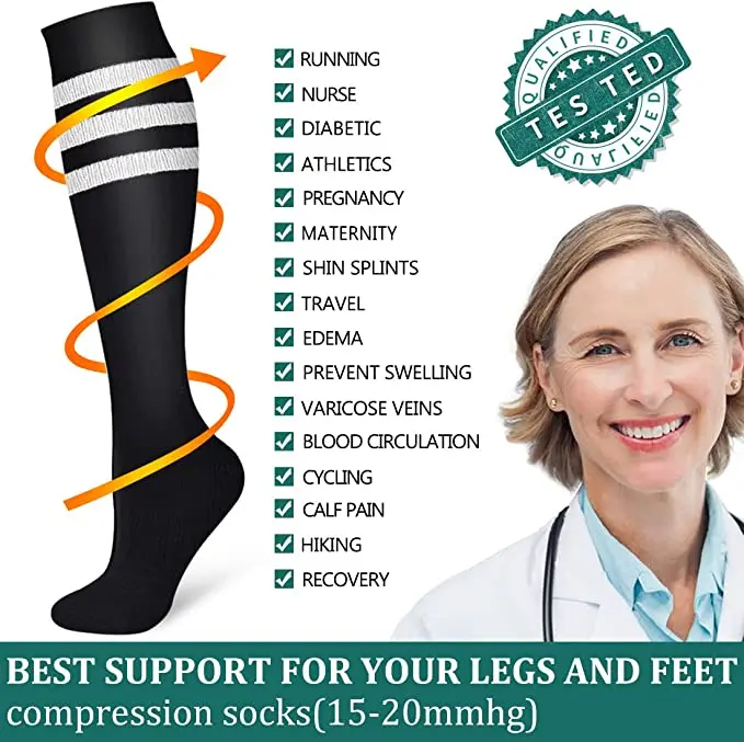 Compression Socks Women Men Knee High 30MmHg Sports Socks Edema Diabetes Varicose Veins Running Stocking Wholesale Dropshipping