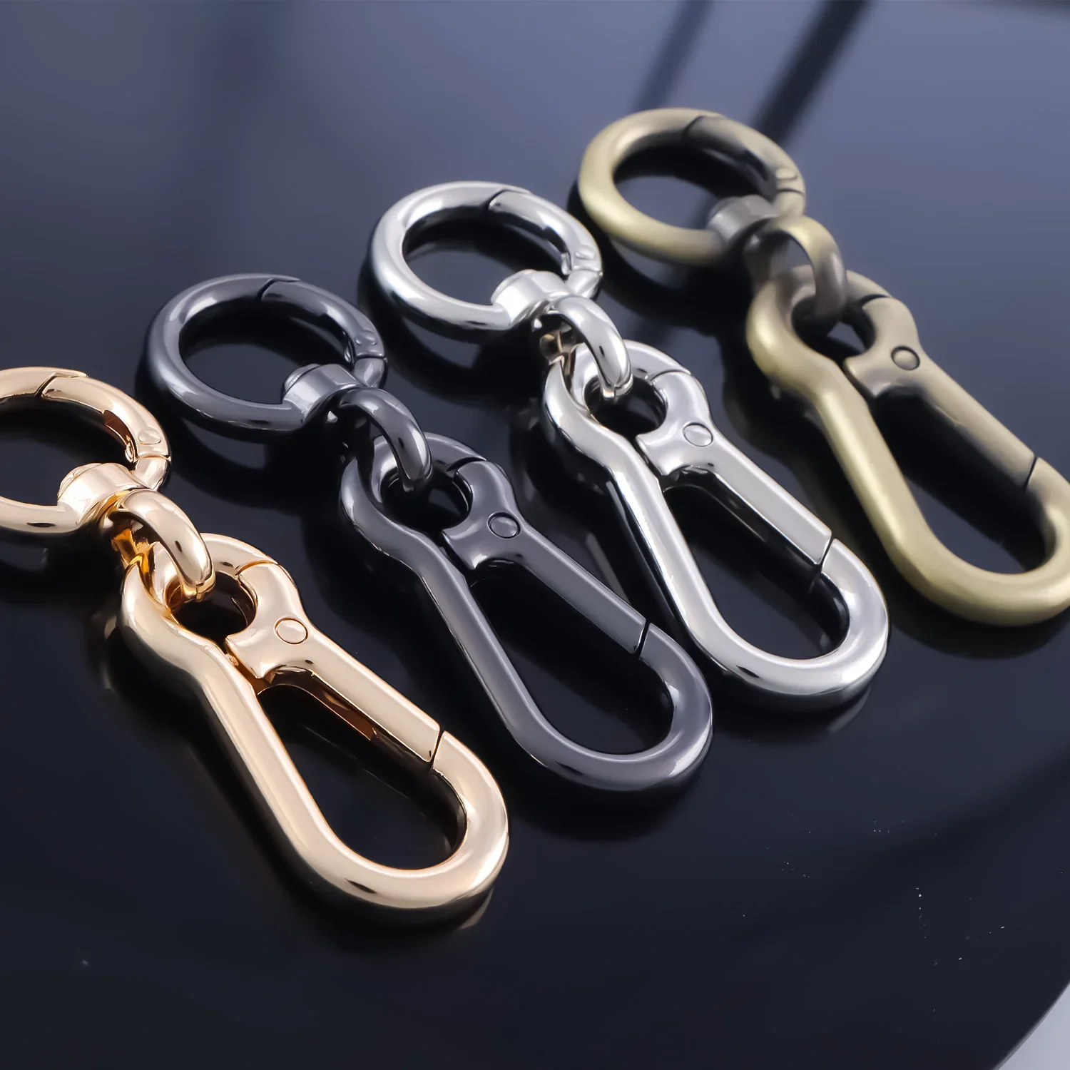 2pcs Metal Spring Snap Hooks Clip, Car Keys Keychain, Trigger Spring Swivel Buckles for Bags Keys