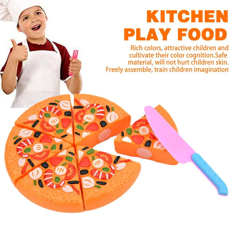 Kids Pizza Cutting Toy Simulation Plastic Pizza Dinette Child Toy Kitchen Pretend Play Food Cooking Kitchen Toys for Girls Kids