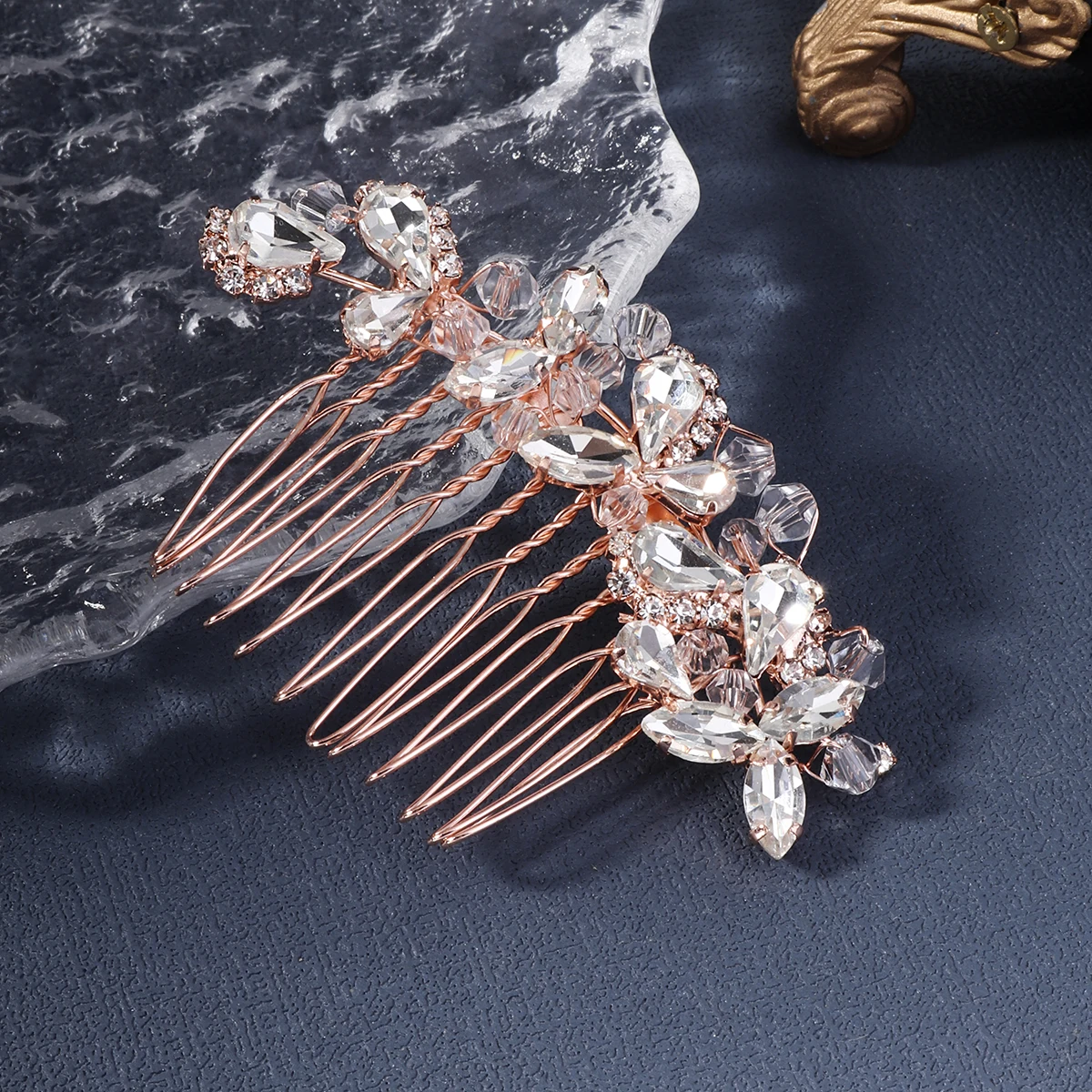 Bridal Wedding Hair Accessories Crystal Flower Hair Combs Clips for Women Bride Headpiece Bridesmaid Party Jewelry Gift