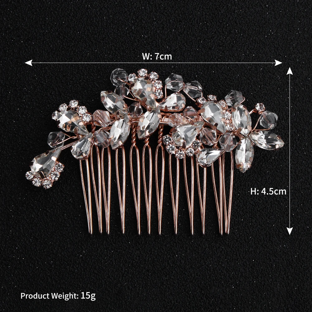 Bridal Wedding Hair Accessories Crystal Flower Hair Combs Clips for Women Bride Headpiece Bridesmaid Party Jewelry Gift