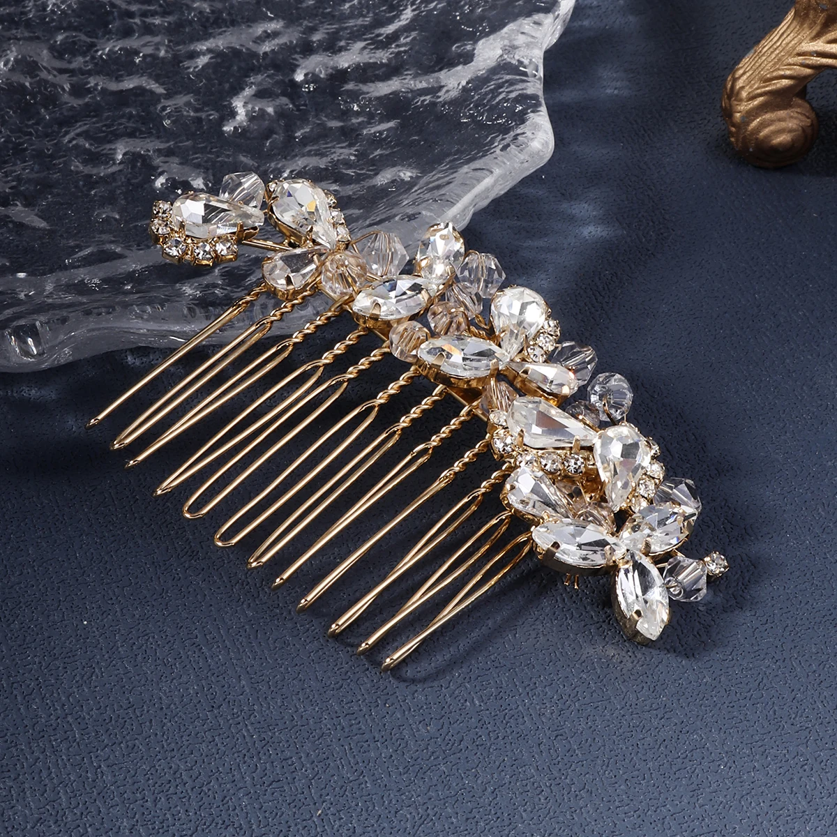 Bridal Wedding Hair Accessories Crystal Flower Hair Combs Clips for Women Bride Headpiece Bridesmaid Party Jewelry Gift
