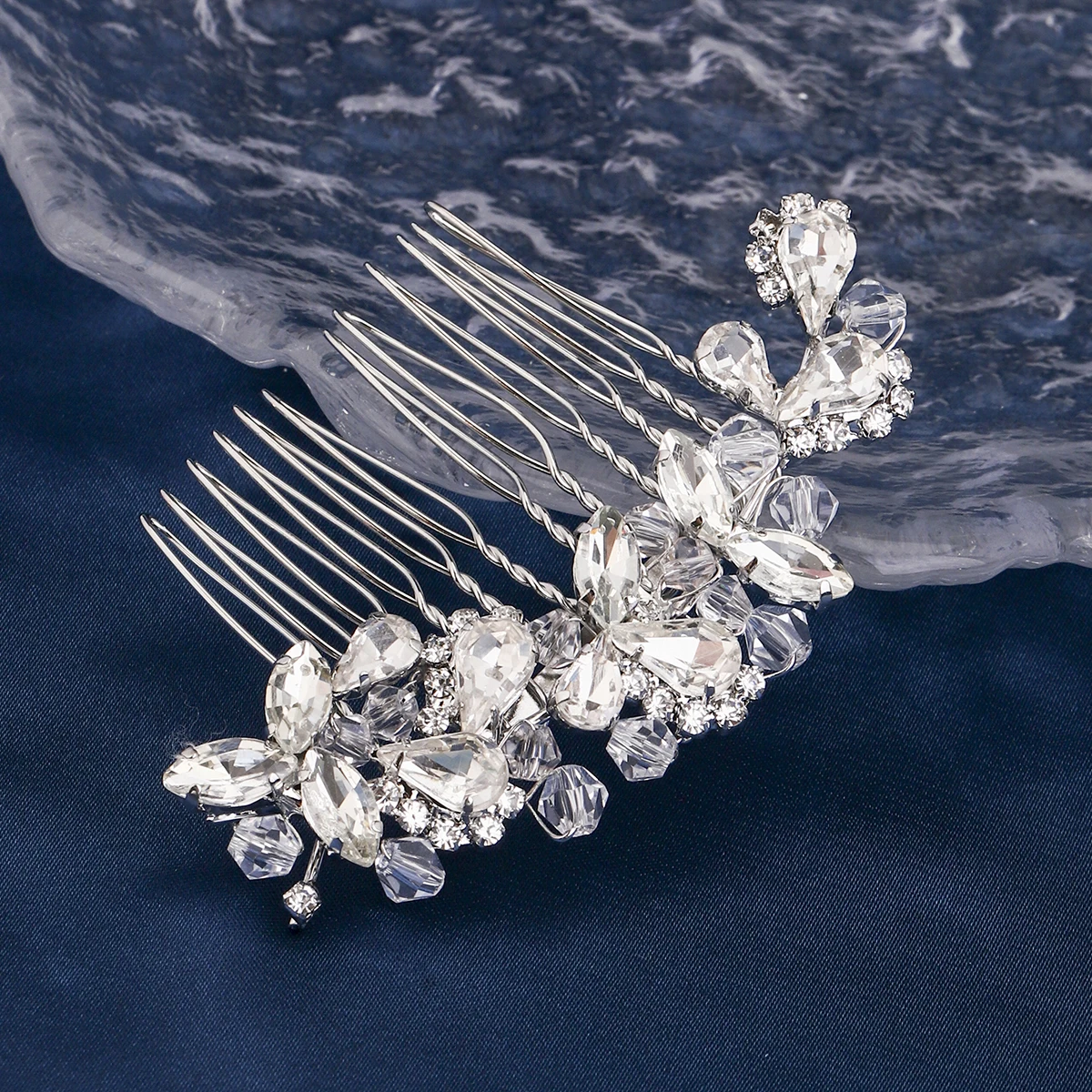 Bridal Wedding Hair Accessories Crystal Flower Hair Combs Clips for Women Bride Headpiece Bridesmaid Party Jewelry Gift