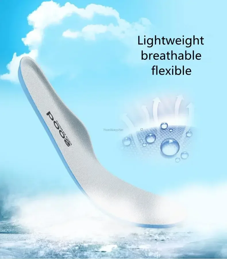 Sports Shock-Absorbing Insoles Soft Breathable Deodorant Cushion Shoe Inserts Running Anti-slip Template for Men Women Insole