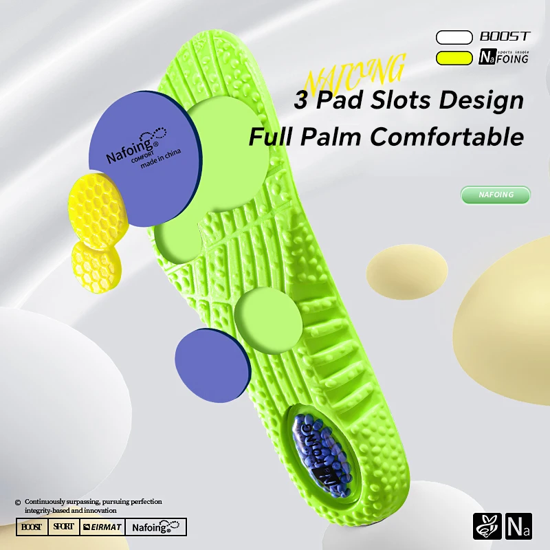 Sport Shock Absorption Insoles Green EVA Air Cushion Breathable Arch Support Orthopedic Shoes Pad Men Women Feet Care Insoles