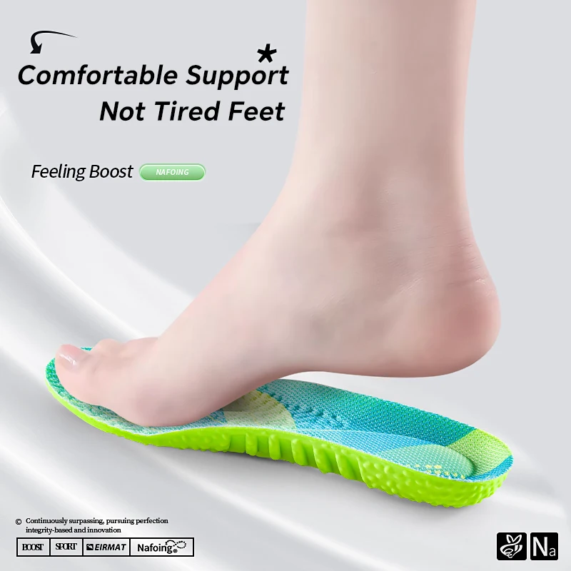 Sport Shock Absorption Insoles Green EVA Air Cushion Breathable Arch Support Orthopedic Shoes Pad Men Women Feet Care Insoles
