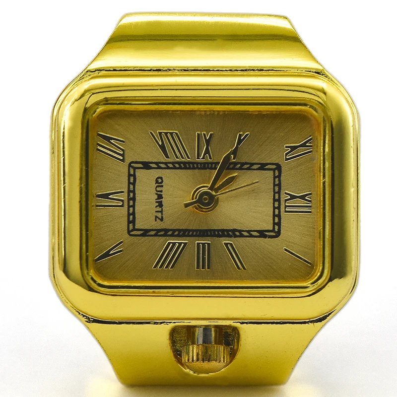 Ring Quartz Watch New Hot Selling Creative Roman Literal Alloy Shell Finger Square Dial Couple Men And Women