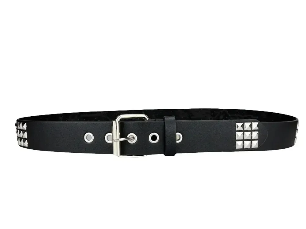 2026 New Square Bead Rivet Belt Metal Pyramid Belt Men and Women Punk Hardware Jeans Belt Y2K Belt Designer Belt Women's Belts