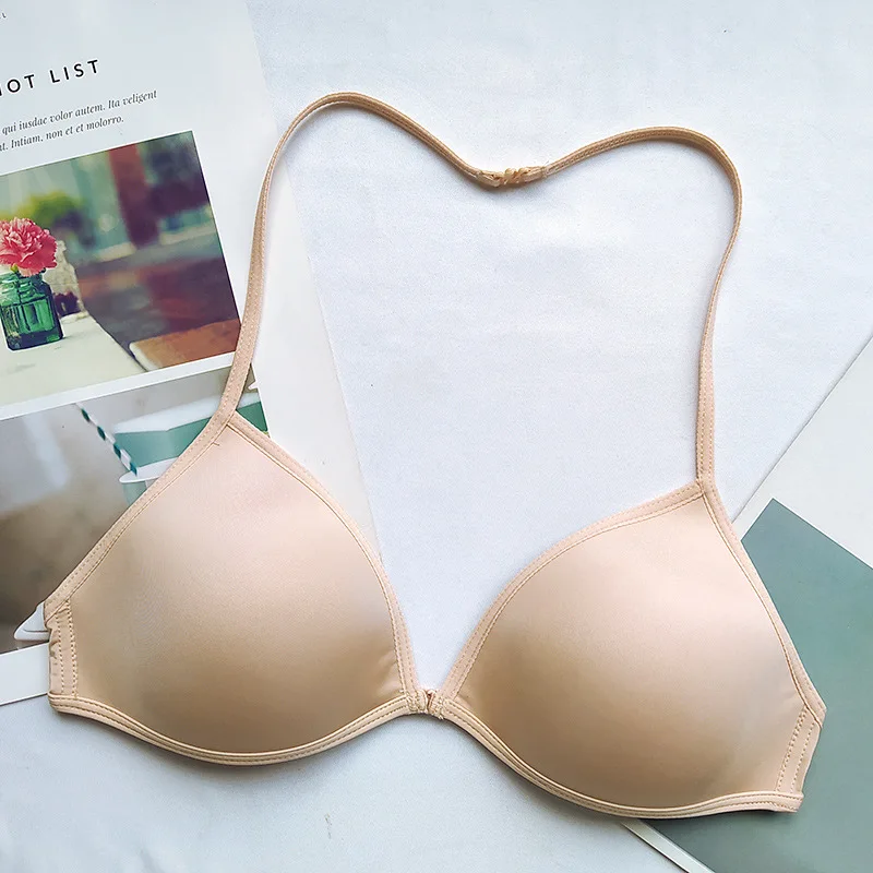 FINETOO Sexy Thin Seamless Bras Women Triangle Cup Underwear Female Beauty Back Front Buckle Bra Cross Straps Tops Lingerie New